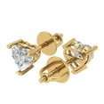 thumbnail image 1 of 1 Ct Heart Cut Studs Clear Moissanite 14K Yellow Solid Solid Gold Everyday Dainty Earrings Screw Back, 1 of 7