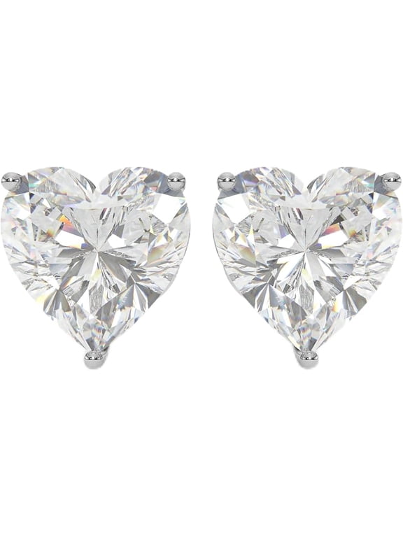 1 Ct Heart Shape Lab Grown Diamond Stud Earrings in 14K White Gold