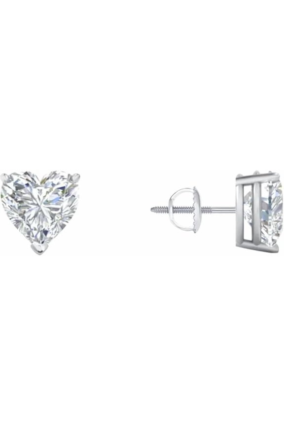 1 Ct Heart Shape Natural Diamond Stud Earrings | 925 Sterling Silver| Screw Back | Womens Jewelry