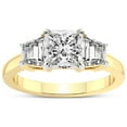thumbnail image 1 of 1 Ct IGI Certified Princess Shape Lab Grown Diamond Engagement Ring | 14K Yellow Gold |Dianna Three Stone Side Trapezium Diamond Ring | FG-VS1-VS2 Quality Friendly Diamonds, 1 of 5
