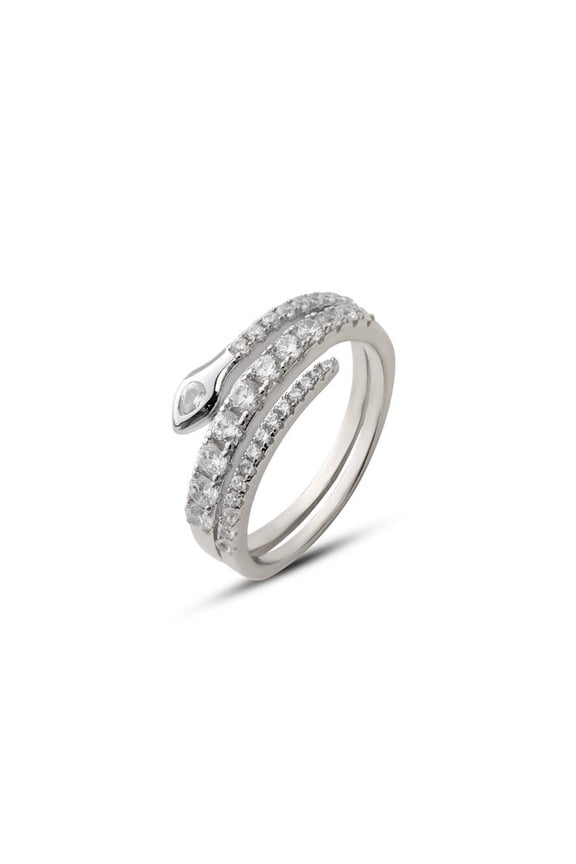 1 Ct Lab Grown Diamond Round Cut Snake Wrap Ring, Adjustable White Gold over, 925 SS Statement Jewelry