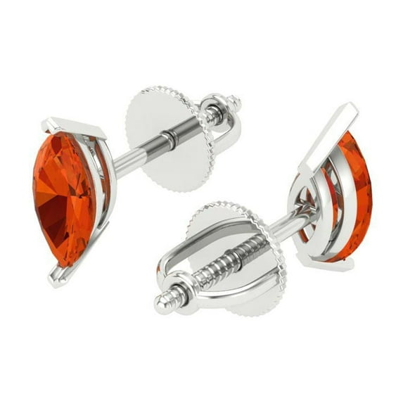 1 Ct Marquise Cut Studs Red Crystal 14K White Solid Gold Everyday Dainty Earrings Screw Back