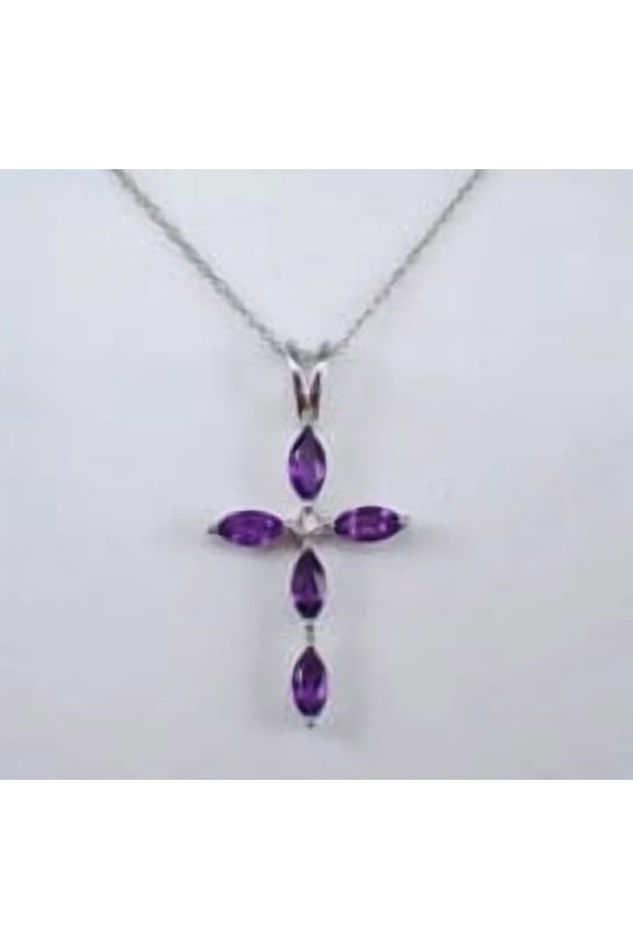 1 Ct Marquise Simulated Women Red Ruby ''Cross'' Pendant 14k Yellow Gold Plated 925 Silver With 18" Free Cable Chain