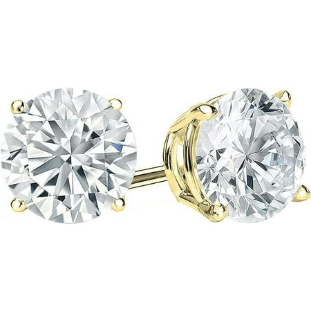 1 Ct Moissanite Diamond earrings 14k Yellow Gold over Round Men Earrings