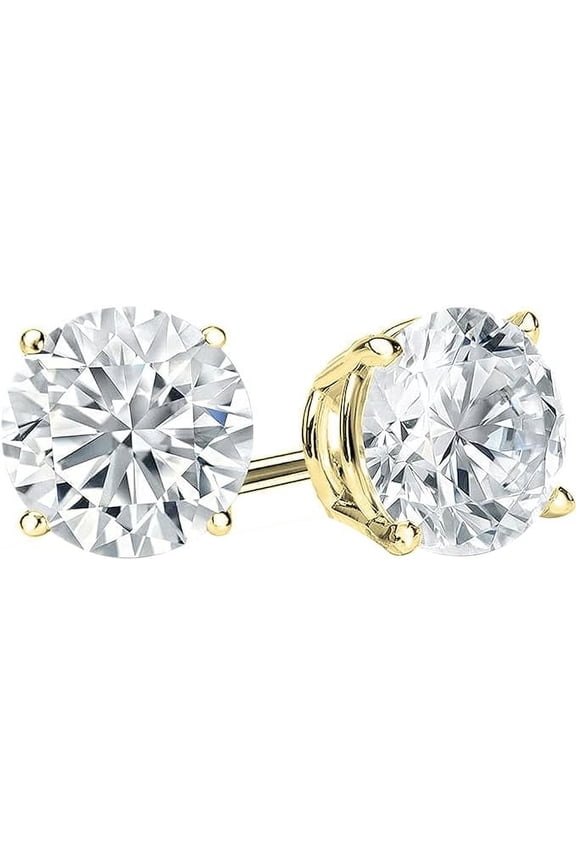 1 Ct Moissanite Diamond earrings 14k Yellow Gold over Round Men Earrings