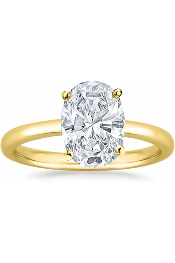 1 Ct Oval Cut Simulated Diamond Solitaire Engagement Ring 14k Yellow Gold Plated 925 Sterling Silver