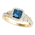 thumbnail image 1 of Mauli Jewels 1 Carat Princess Cut Blue Diamond Engagement Ring for Women, 14K Solid Yellow Gold, Antique Style, Conflict-Free Jewelry, 1 of 2