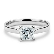 1 Ct Princess Cut Moissanite Solitaire Engagement Ring for Women in 925 Sterling Silver