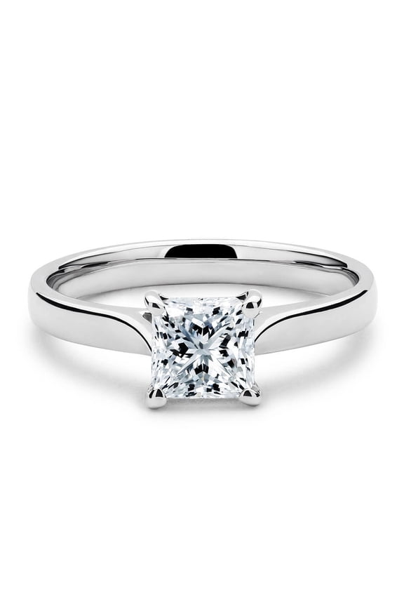 1 Ct Princess Cut Moissanite Solitaire Engagement Ring for Women in 925 Sterling Silver