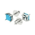 thumbnail image 1 of 1 Ct Princess Cut Studs Blue Turquoise 18K White Solid Solid Gold Everyday Dainty Earrings Screw Back, 1 of 7