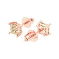 thumbnail image 1 of 1 Ct Princess Cut Studs Natural Morganite 14K Rose Solid Solid Gold Everyday Dainty Earrings Screw Back, 1 of 7