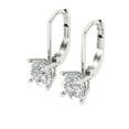 thumbnail image 1 of 1 Ct Round Cut Drop Dangle Clear Moissanite 14K White Solid Solid Gold Everyday Dainty Earrings Lever Back, 1 of 7