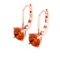 thumbnail image 1 of 1 Ct Round Cut Drop Dangle Red Crystal 14K Rose Solid Gold Everyday Dainty Earrings Lever Back, 1 of 7