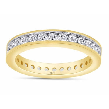 1 Ct Round Cut Lab Created Moissanite Diamond Eternity Stackable Wedding Band Ring In 14K Yellow Gold Plated Sterling Silver(G-H Color,VVS1 Clarity)-10