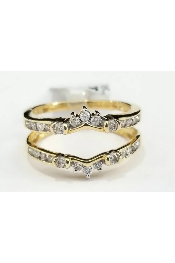 1 Ct Round Cut Moissanite Enhancer Wedding Ring Guard Wrap 14k Yellow Gold Plated