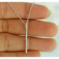 thumbnail image 1 of 1 Ct Round Cut Moissanite Vertical Bar Pendant Necklace 14K White Gold Plated, 1 of 2