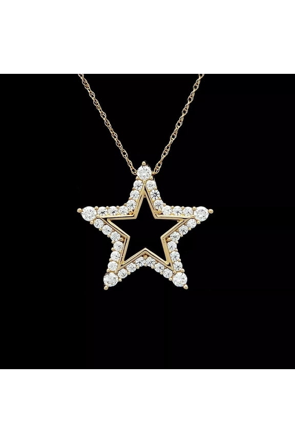 1 Ct Round Cut Simulated Diamond Star Charm Pendant 14k Yellow Plated