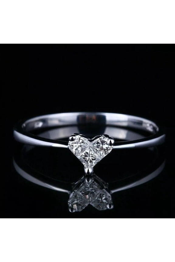 2Ct Princess Cut Simulated Diamond Heart Engagement Ring 14K White Gold Plated