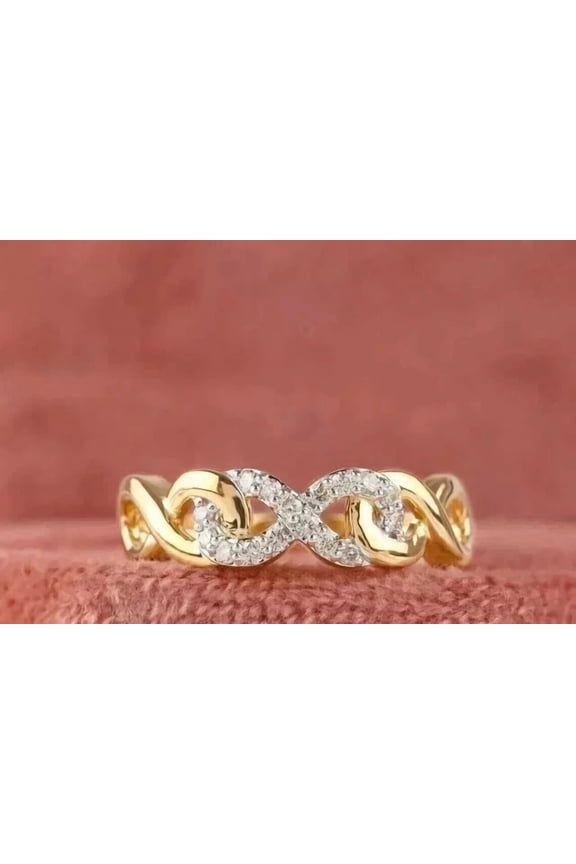 1 Ct Round Cut Simulated Diamond Women's Infinity Band Ring 14K Yellow Gold Plated