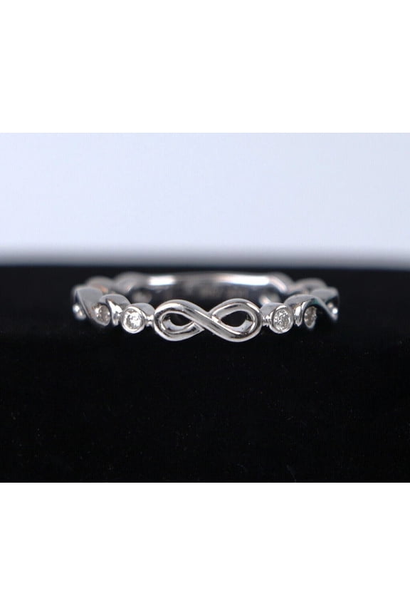 1 Ct Round Cut Simulated Diamond Women's Infinity Shape Ring 14k White Gold Plated