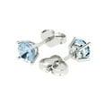 thumbnail image 1 of 1 Ct Round Cut Studs Blue Natural Aquamarine 14K White Solid Solid Gold Everyday Dainty Earrings Push Back, 1 of 7