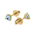 thumbnail image 1 of 1 Ct Round Cut Studs Blue Natural Aquamarine 18K Yellow Solid Solid Gold Everyday Dainty Earrings Screw Back, 1 of 7