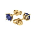 thumbnail image 1 of 1 Ct Round Cut Studs Blue Tanzanite 18K Yellow Solid Solid Gold Everyday Dainty Earrings Push Back, 1 of 7