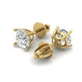 thumbnail image 1 of 1 Ct Round Cut Studs Clear Moissanite 18K Yellow Solid Solid Gold Everyday Dainty Earrings Screw Back, 1 of 7