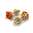 thumbnail image 1 of 1 Ct Round Cut Studs Red Crystal 14K Yellow Solid Gold Everyday Dainty Earrings Screw Back, 1 of 7