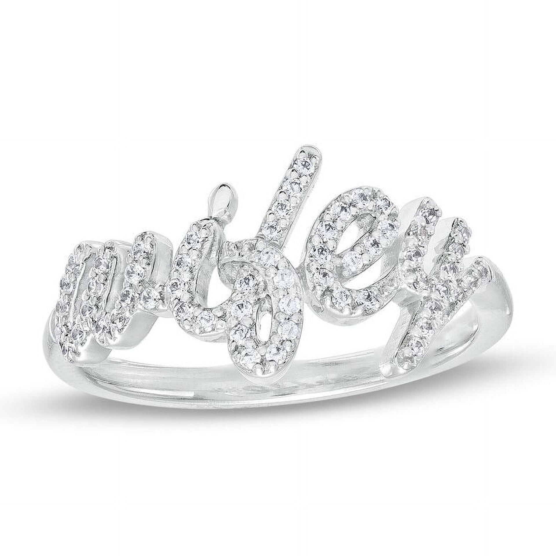 1 Ct Round Lab-Created Diamond Cursive Wifey Band Ring 10k White Gold ...