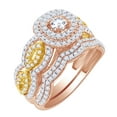 thumbnail image 1 of AFFY 1 Ct Round White Natural Diamond Cushion Frame Cluster Bridal Ring in 14k Rose Gold Ring Size : 7.5, 1 of 1