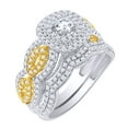 thumbnail image 1 of AFFY 1 Ct Round White Natural Diamond Cushion Frame Cluster Bridal Ring in 14k White Gold Ring Size : 10.5, 1 of 1