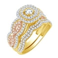 thumbnail image 1 of AFFY 1 Ct Round White Natural Diamond Cushion Frame Cluster Bridal Ring in 14k Yellow Gold Ring Size : 7.5, 1 of 1