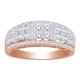 thumbnail image 1 of AFFY 1 Ct Round White Natural Diamond Two Row Wedding Band Ring in 14k Rose Gold Ring Size - 13, 1 of 1
