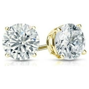 ALMASUNIDAS 2 Ct Round Clear Cubic Zirconia Diamond Stud Earrings Women Mens Studs 14k White Gold Earrings