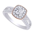 thumbnail image 1 of AFFY 1 Ct White Natural Diamond Cushion Frame Split Shank Engagement Ring in 14k White Gold Ring Size - 5.5, 1 of 1