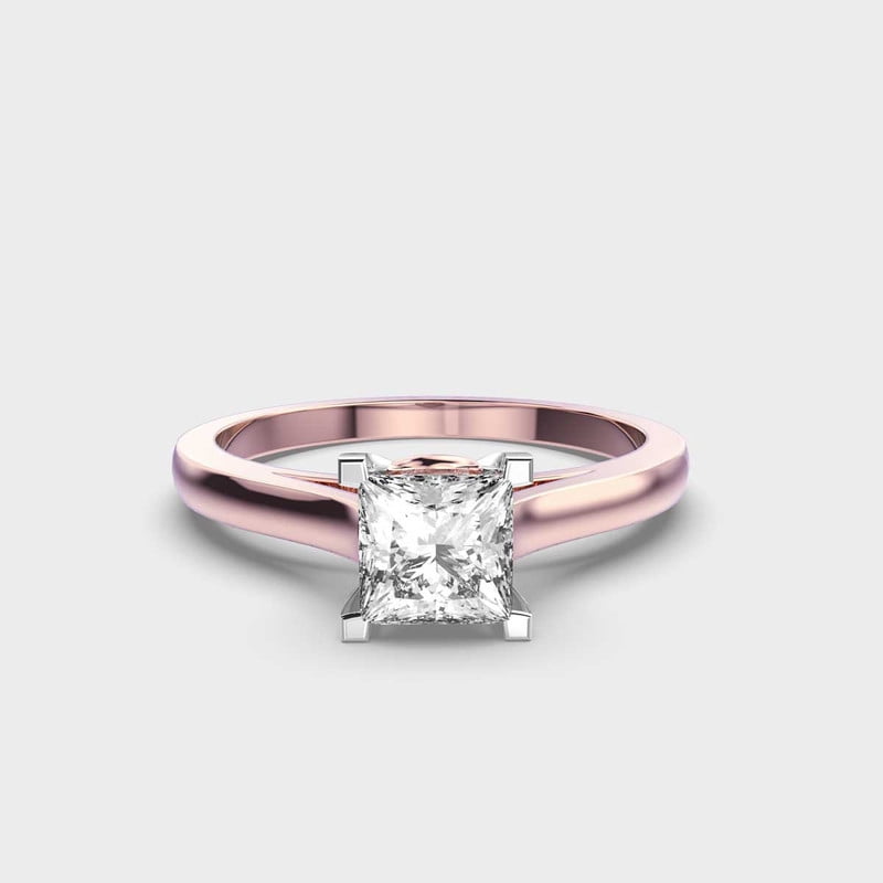1 Ct Wonderful IGI Certified Princess Cut Lab Grown Diamond Engagement Ring 10K Rose Gold (E/VVS2) | Solitaire Diamond Ring for Women | Size 9.5 by Diamond-Capitals