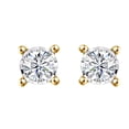 thumbnail image 1 of AFFY (1 Cttw) Round Cut White Natural Diamond Solitaire Stud Earrings In 10K Solid Yellow Gold, 1 of 1