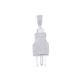thumbnail image 1 of AFFY 1 Cttw Round Shape White Natural Diamond Iced Out Hip Hop Jewelry 3 Pin Plug Pendant In Sterling Silver, 1 of 1
