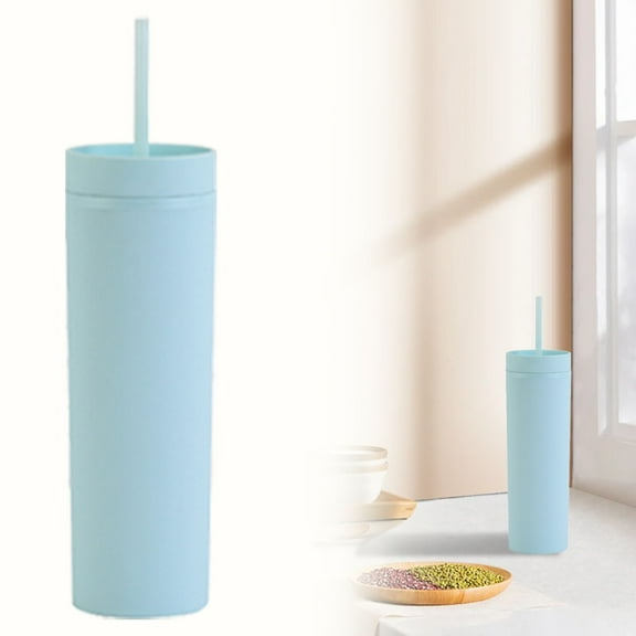 1 Cup, 1 Straw Clearance! 16Oz Tumbler With Lid and Plastic Water Coffee Tumbler Cup Water Bottle Slim Double Wall Reusable Plastic Tumbler Cups Travel Mug Coffee Cup 450Ml Glass&Bottle