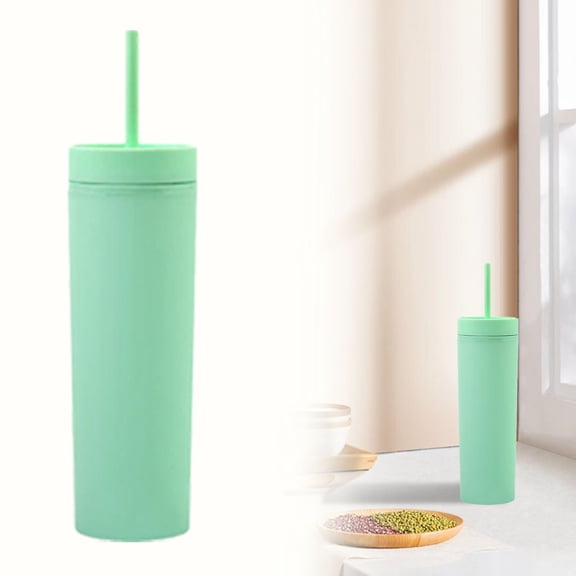 1 Cup, 1 Straw Clearance! 16Oz Tumbler With Lid and Plastic Water Coffee Tumbler Cup Water Bottle Slim Double Wall Reusable Plastic Tumbler Cups Travel Mug Coffee Cup 450Ml Glass&Bottle