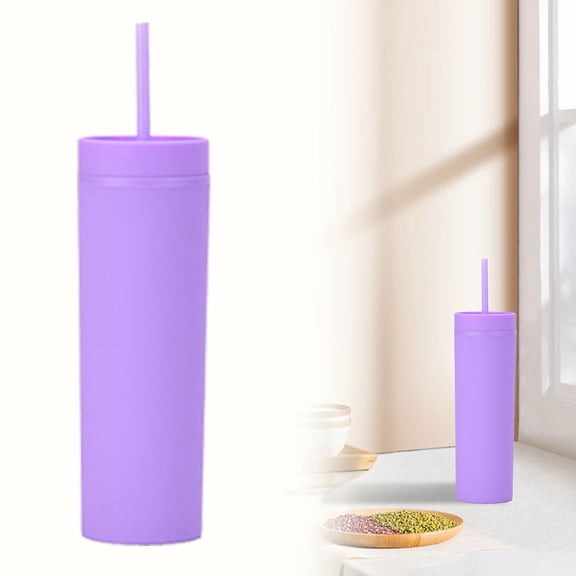 1 Cup, 1 Straw Clearance! 16Oz Tumbler With Lid and Plastic Water Coffee Tumbler Cup Water Bottle Slim Double Wall Reusable Plastic Tumbler Cups Travel Mug Coffee Cup 450Ml Glass&Bottle