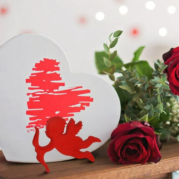 1 Cupid Figurine Statue Decor Craft Cute Wooden Model for Valentine'S Day Tabletop Decoration for Living Room Dining Room and Desk Decor