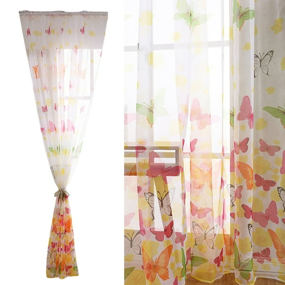 1 Curtain 39‘’X78.7‘’ Large Butterfly Screen Butterfly Screen Printing Transparent Screen Cluster Flower Curtain Offset Screen Screen Wear Rod Curtain