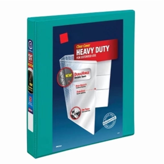Heavy Duty 1" D-Ring Binder - 250 Sheet Capacity, 4 Internal Pockets, Turquoise Blue