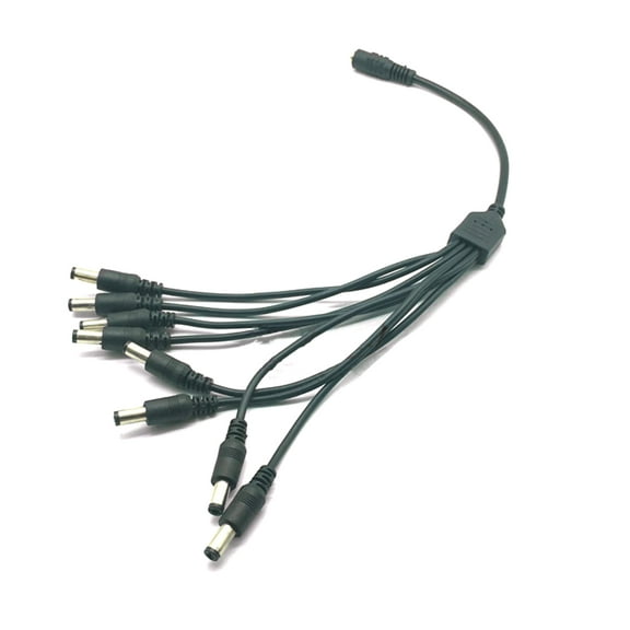 1 DC Female to 8 Male Power Splitter Cable for Multiple Camera Powering 5.5mm x 2.1mm for Surveillance Systems