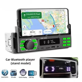 1 DIN Bluetooth Car Radio FM Stereo Audio MP3 Voice Assistant W/Phone Holder AUX USB TF MP3 Player Single Din