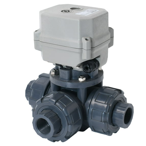 1" DN25 Five wires control Electric Ball Valve,AC110-230V 3-way PVC Motorized Ball Valve,With manual function