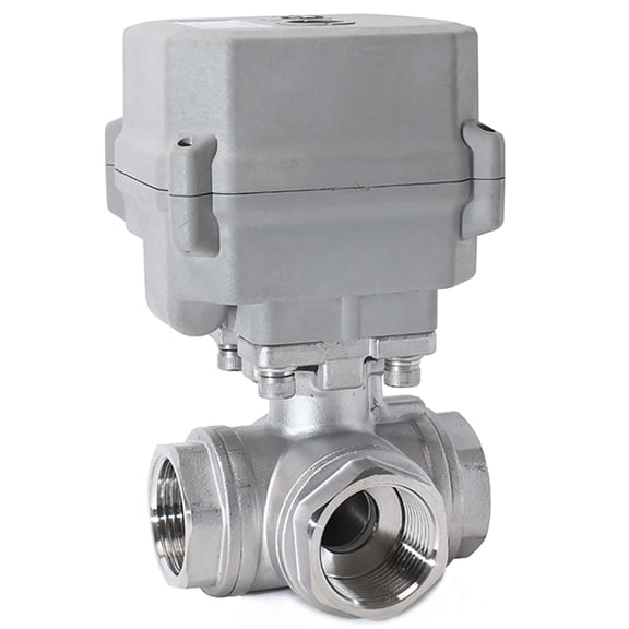 1" DN25 Two wires control Electric Ball Valve,DC12V 3-way Stainless Steels Motorized Ball Valve,With manual function