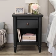 My Texas House Monroe 1-Drawer Nightstand with USB and Outlet, Black Oak Finish